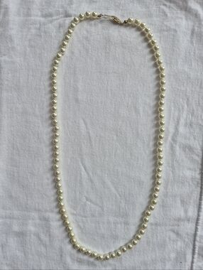 Classic Pearl Strand Necklace - White Faux Pearls